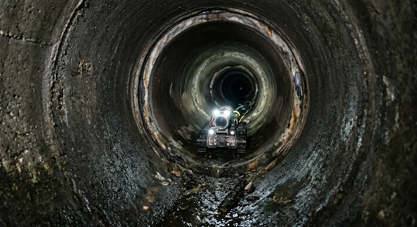 Robotic sewer camera inspecting pipe interior for Sewer Line Repair in Lawton